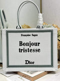 Dior Medium Book Tote – White and Black Toile de Jouy Embroidery – with Strap - Default Title - View 1