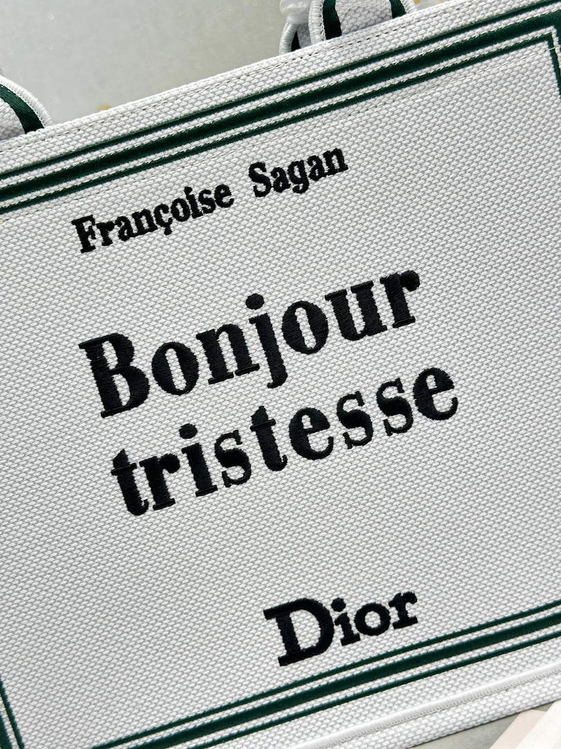 Dior Medium Book Tote – White and Black Toile de Jouy Embroidery – with Strap - Default Title - View 6