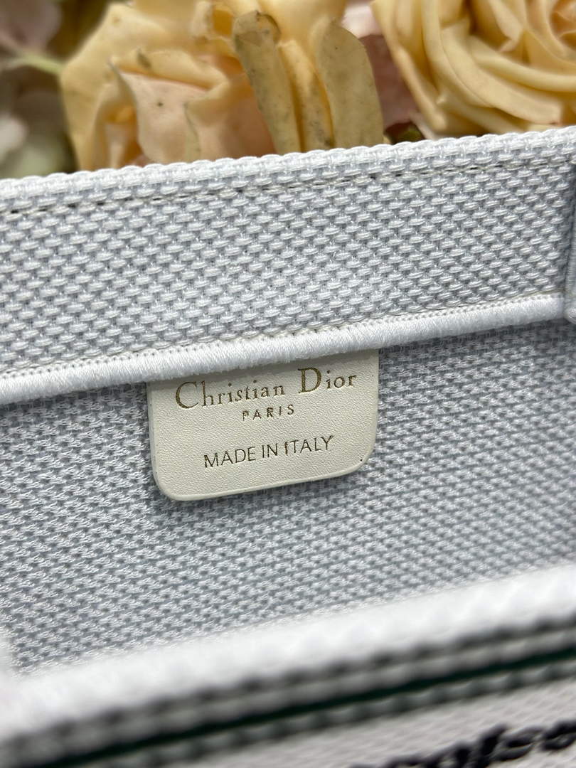Small Dior Book Tote with Strap - White and Black Toile de Jouy Embroidery - Default Title - View 8