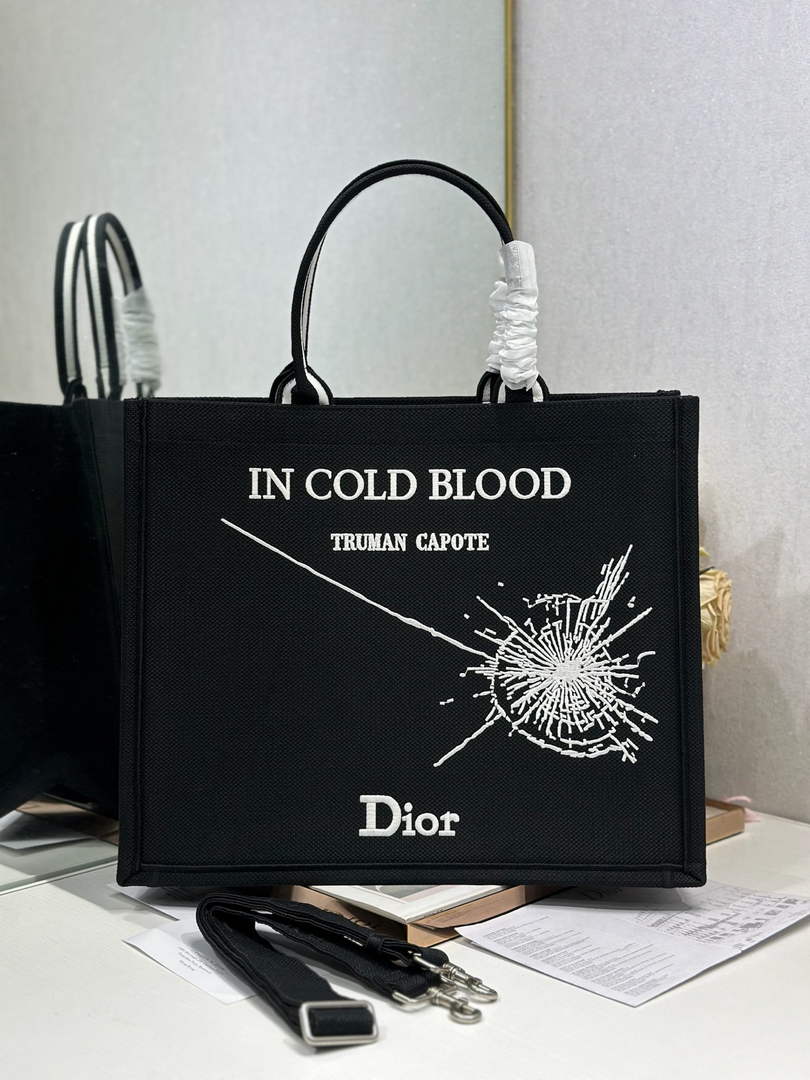 Dior Large Book Tote – Black and White Book Cover Embroidery - Default Title - View 2
