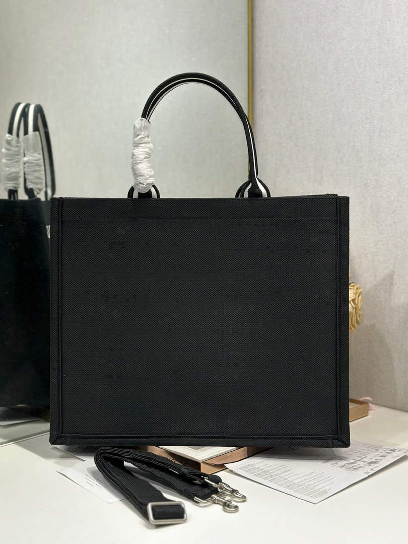 Dior Large Book Tote – Black and White Book Cover Embroidery - Default Title - View 3