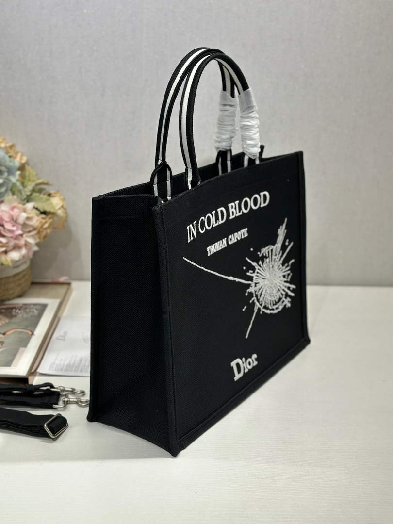 Dior Large Book Tote – Black and White Book Cover Embroidery - Default Title - View 4