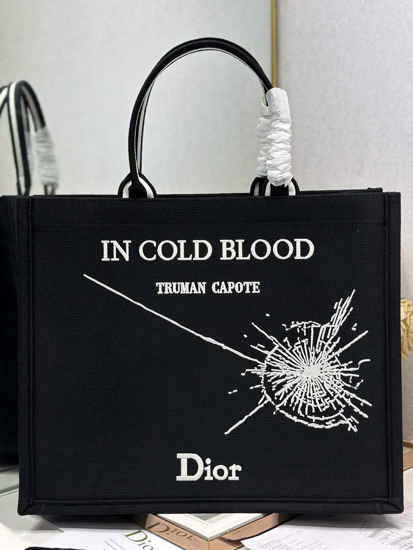 Dior Large Book Tote – Black and White Book Cover Embroidery - Default Title - View 1