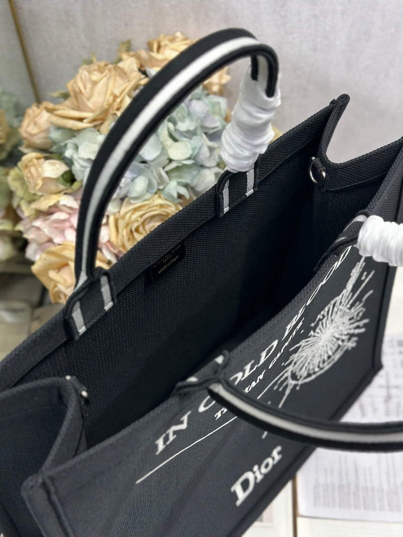 Dior Large Book Tote – Black and White Book Cover Embroidery - Default Title - View 8