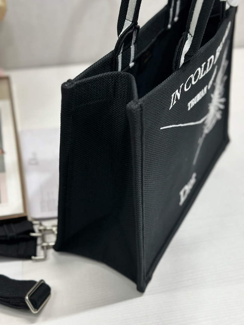 Dior Medium Book Tote with Strap – Black and White Book Cover Embroidery - Default Title - View 4