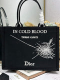 Dior Medium Book Tote with Strap – Black and White Book Cover Embroidery - Default Title - View 1