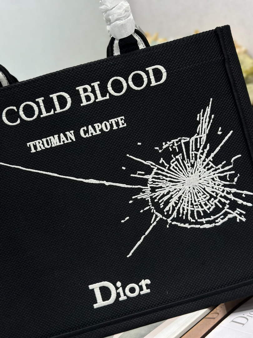 Dior Medium Book Tote with Strap – Black and White Book Cover Embroidery - Default Title - View 5