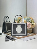 Dior Small Book Tote with Strap – Black Oblique with White Lace - Default Title - View 1
