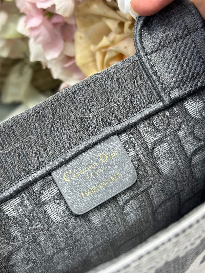 Dior Small Book Tote with Strap – Black Oblique with White Lace - Default Title - View 7