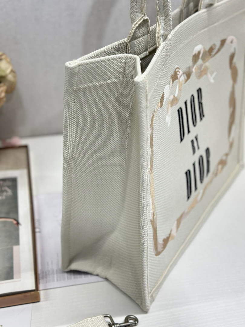 Dior Large Book Tote – Beige Embroidery - Default Title - View 4