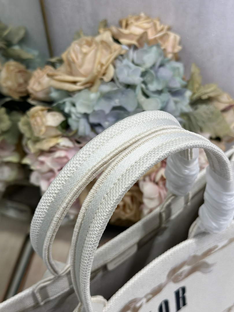Dior Medium Book Tote with Strap – Beige Embroidery - Default Title - View 7