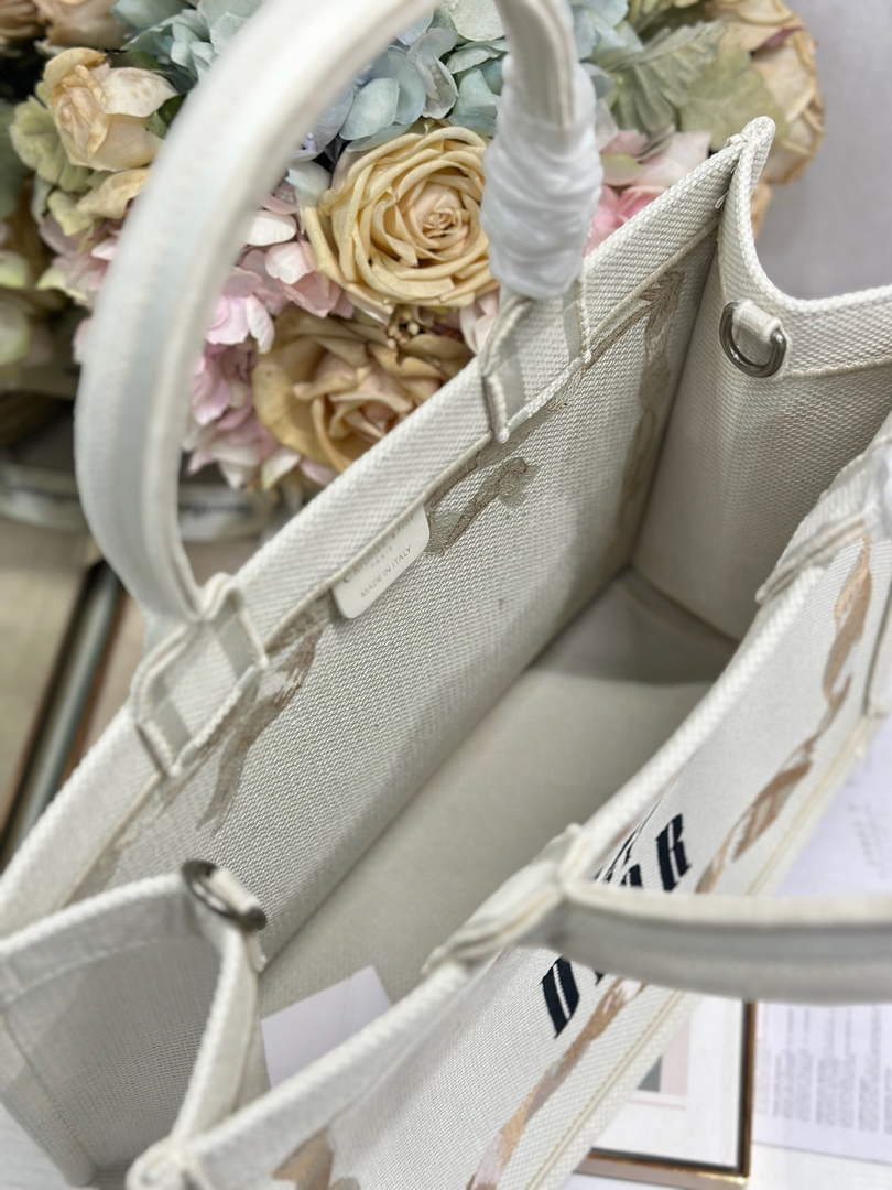 Dior Medium Book Tote with Strap – Beige Embroidery - Default Title - View 8