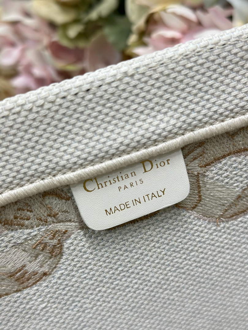 Dior Medium Book Tote with Strap – Beige Embroidery - Default Title - View 9