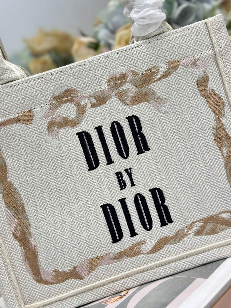 Dior Small Book Tote with Strap – Beige Embroidery - Default Title - View 4