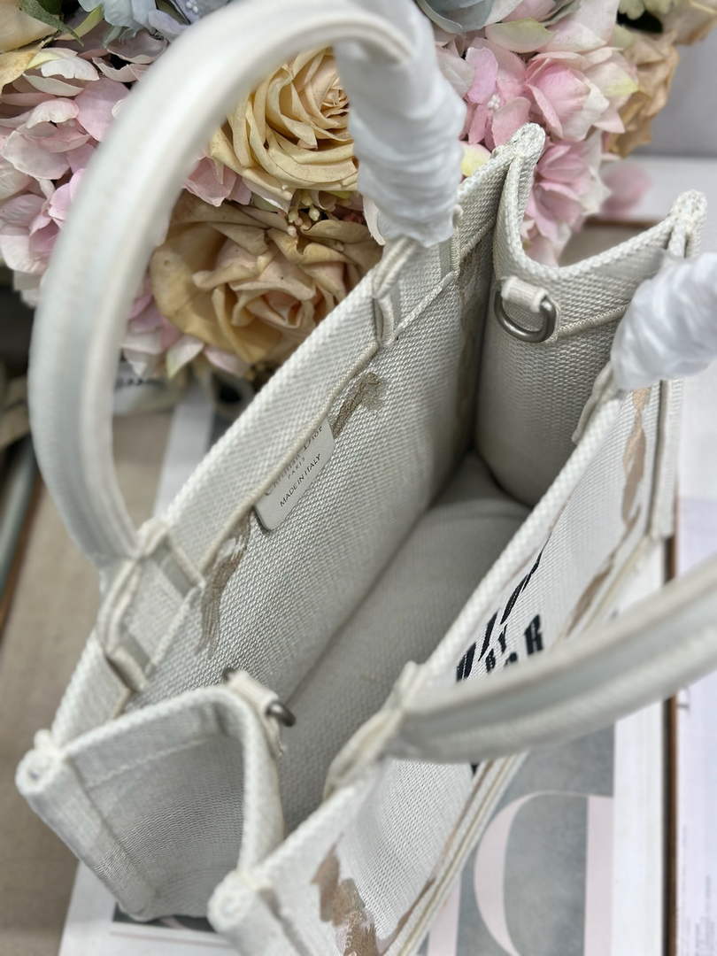 Dior Small Book Tote with Strap – Beige Embroidery - Default Title - View 5
