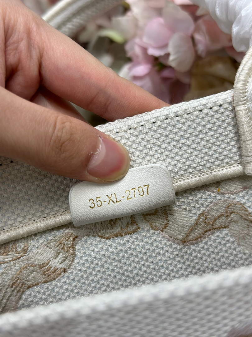 Dior Small Book Tote with Strap – Beige Embroidery - Default Title - View 8