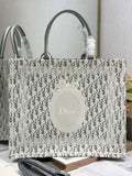 Dior Large Book Tote – Gray Oblique with White Lace - Default Title - View 1