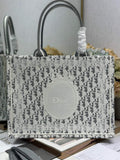 Dior Medium Book Tote with Strap – Gray Oblique with White Lace - Default Title - View 1