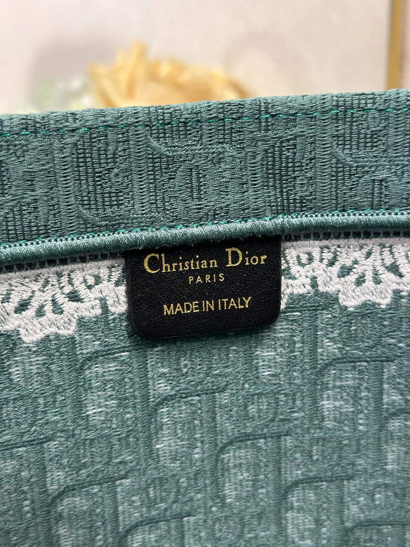 Dior Large Book Tote – Green Oblique with White Lace - Default Title - View 7