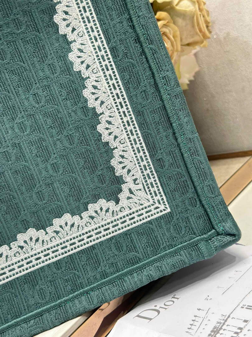 Dior Large Book Tote – Green Oblique with White Lace - Default Title - View 8