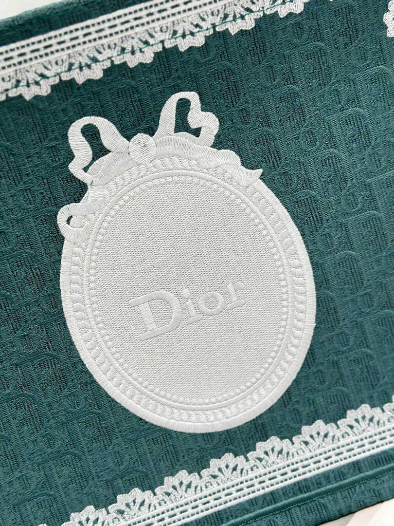 Dior Medium Book Tote with Strap – Green Oblique with White Lace - Default Title - View 6