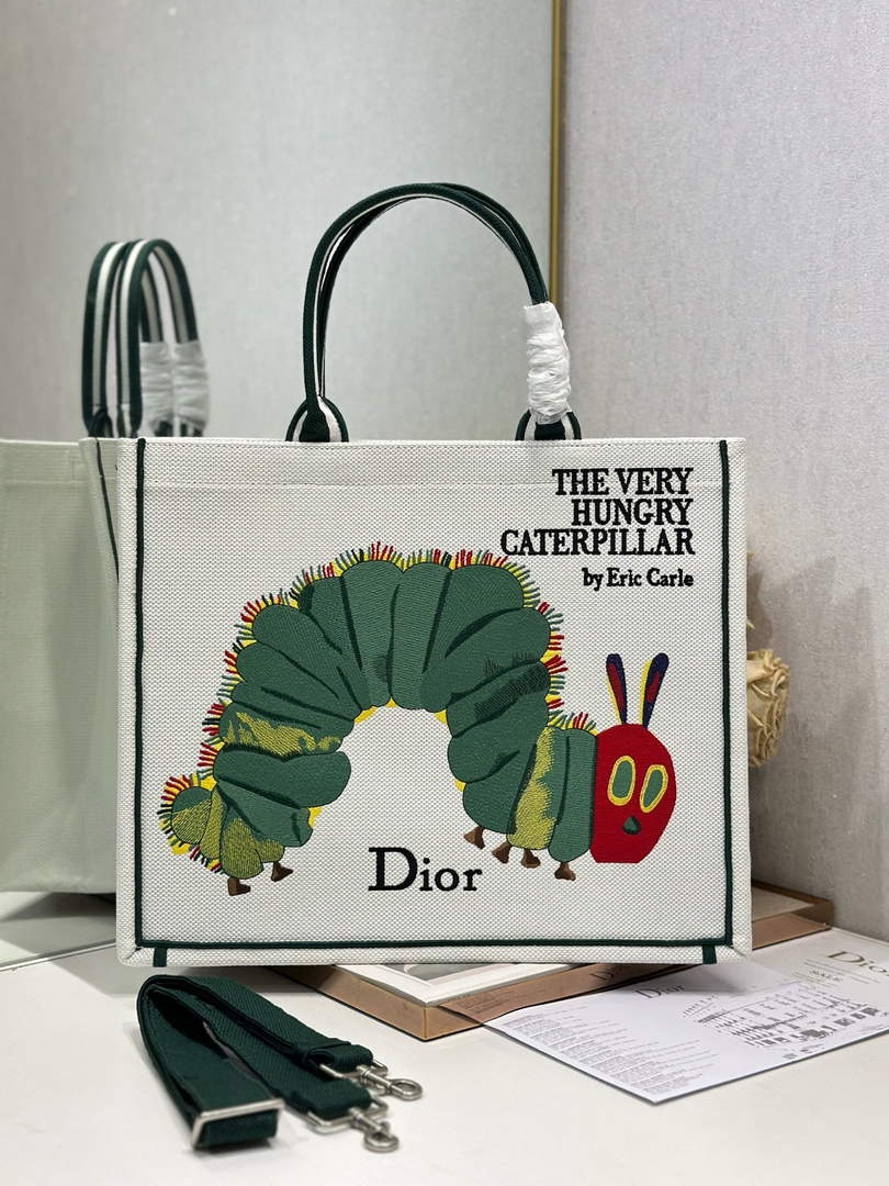 Large Dior Book Tote – Multicolor Book Cover Embroidery