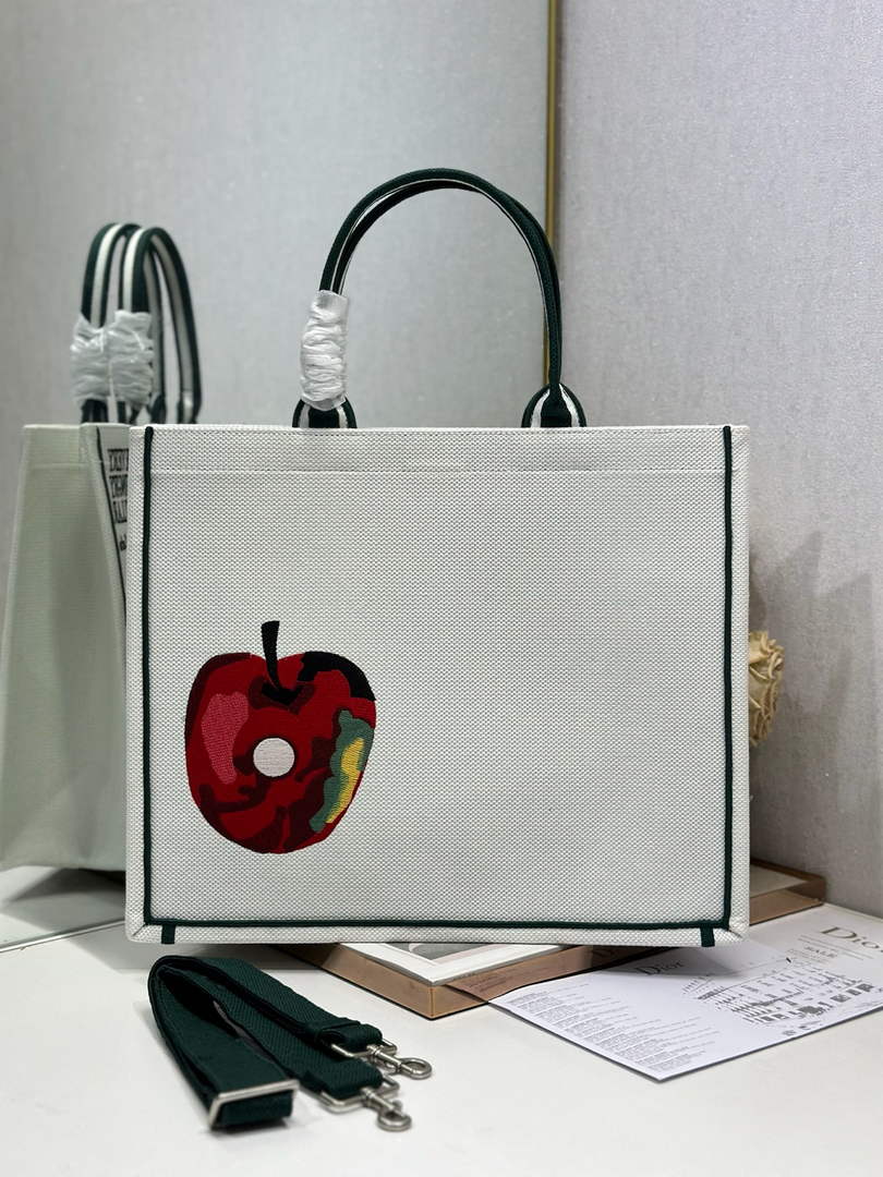 Large Dior Book Tote – Multicolor Book Cover Embroidery