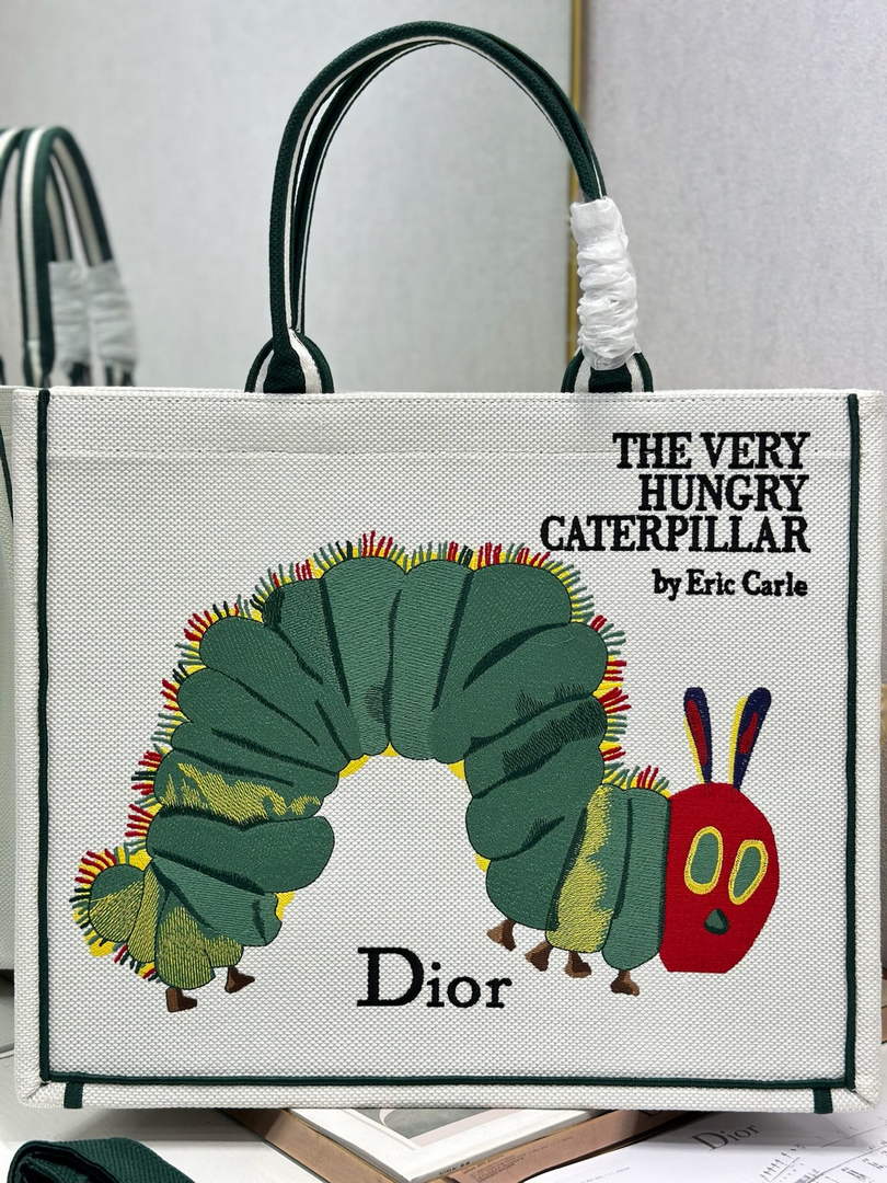 Large Dior Book Tote – Multicolor Book Cover Embroidery