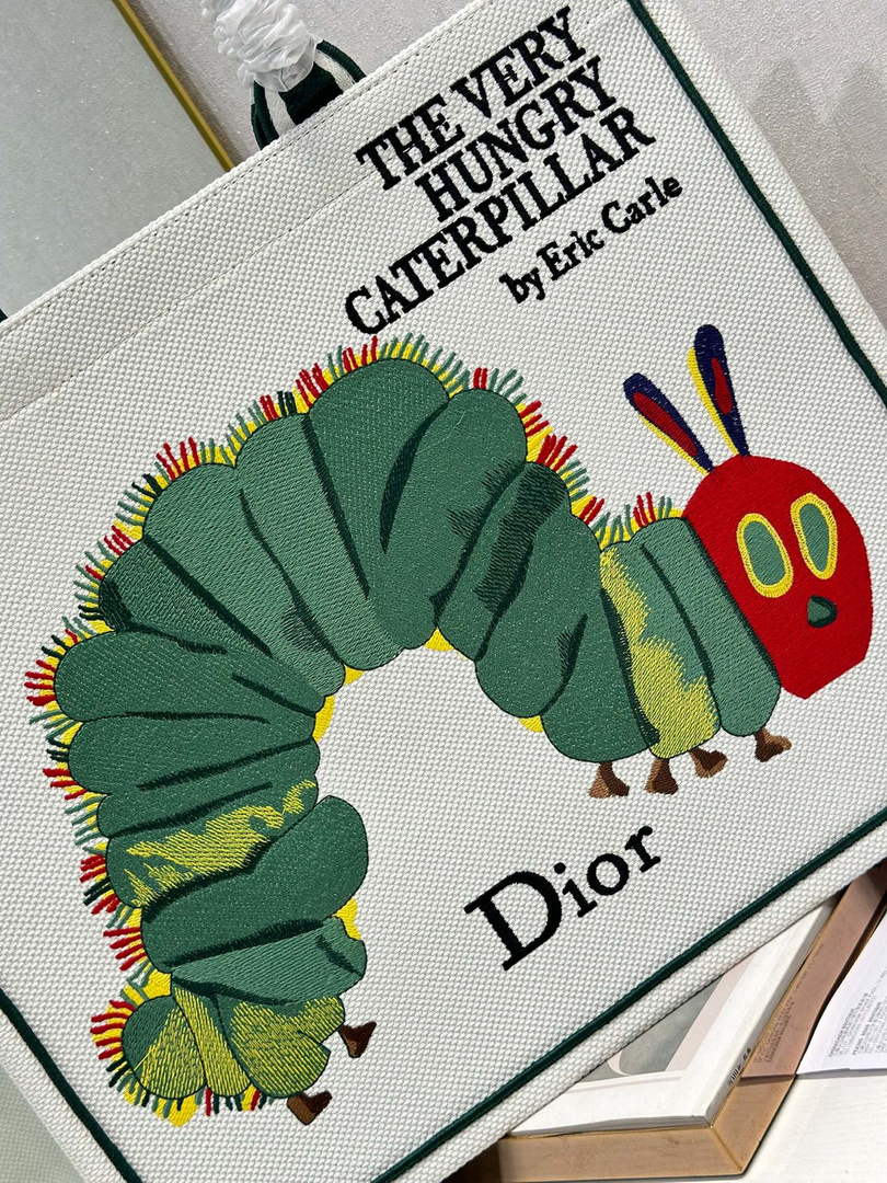Large Dior Book Tote – Multicolor Book Cover Embroidery