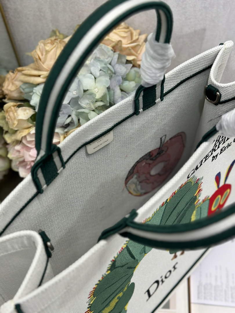 Large Dior Book Tote – Multicolor Book Cover Embroidery