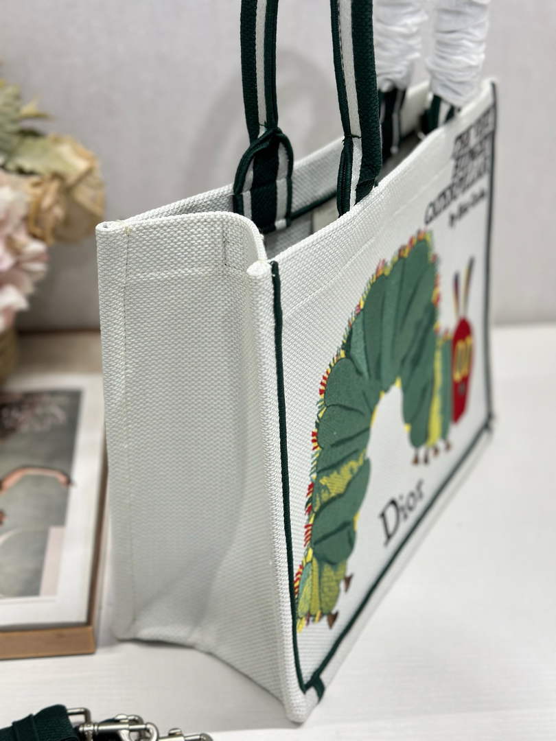 Medium Dior Book Tote with Strap – Multicolor Book Cover Embroidery