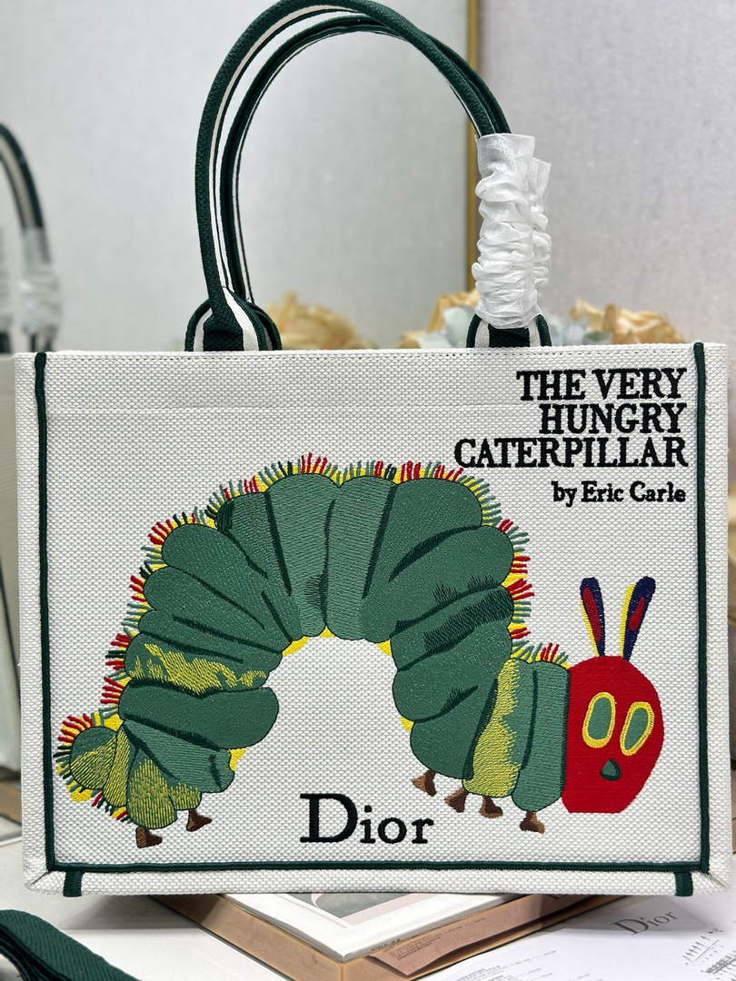 Medium Dior Book Tote with Strap – Multicolor Book Cover Embroidery