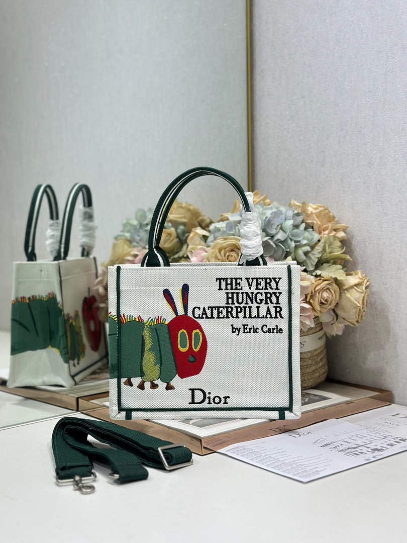 Small Dior Book Tote with Strap – Multicolor Book Cover Embroidery