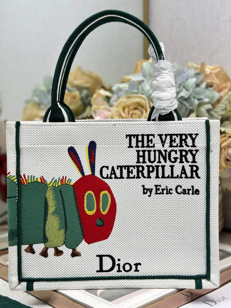 Small Dior Book Tote with Strap – Multicolor Book Cover Embroidery