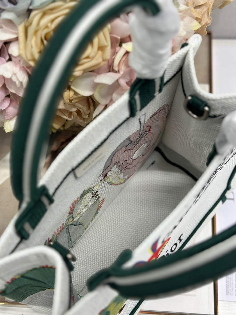 Small Dior Book Tote with Strap – Multicolor Book Cover Embroidery
