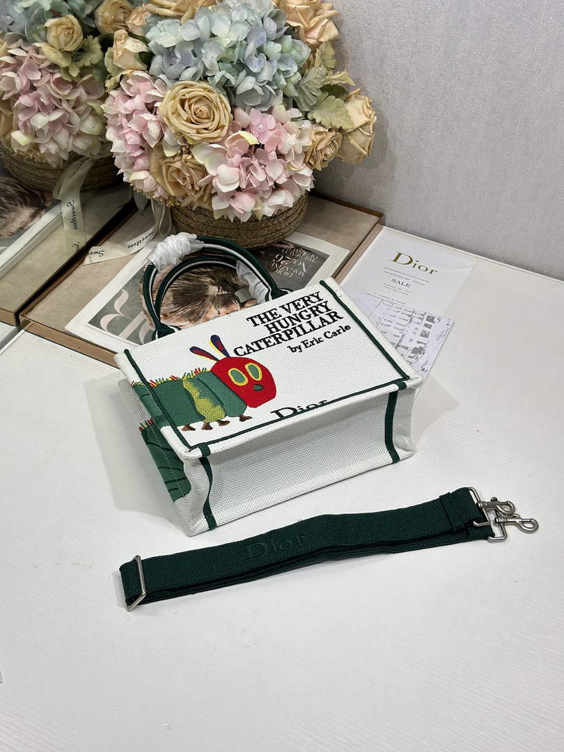 Small Dior Book Tote with Strap – Multicolor Book Cover Embroidery