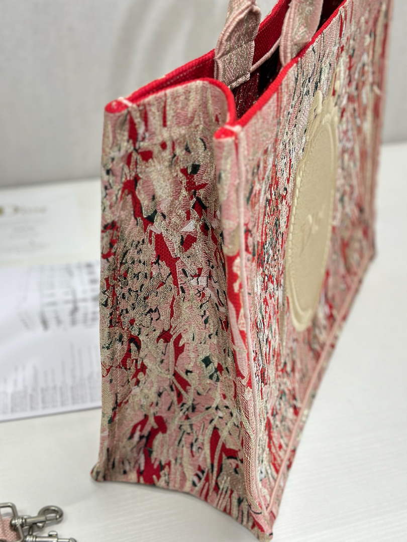 Large Dior Book Tote – Red Book Cover Embroidery