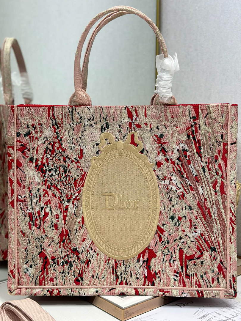 Large Dior Book Tote – Red Book Cover Embroidery