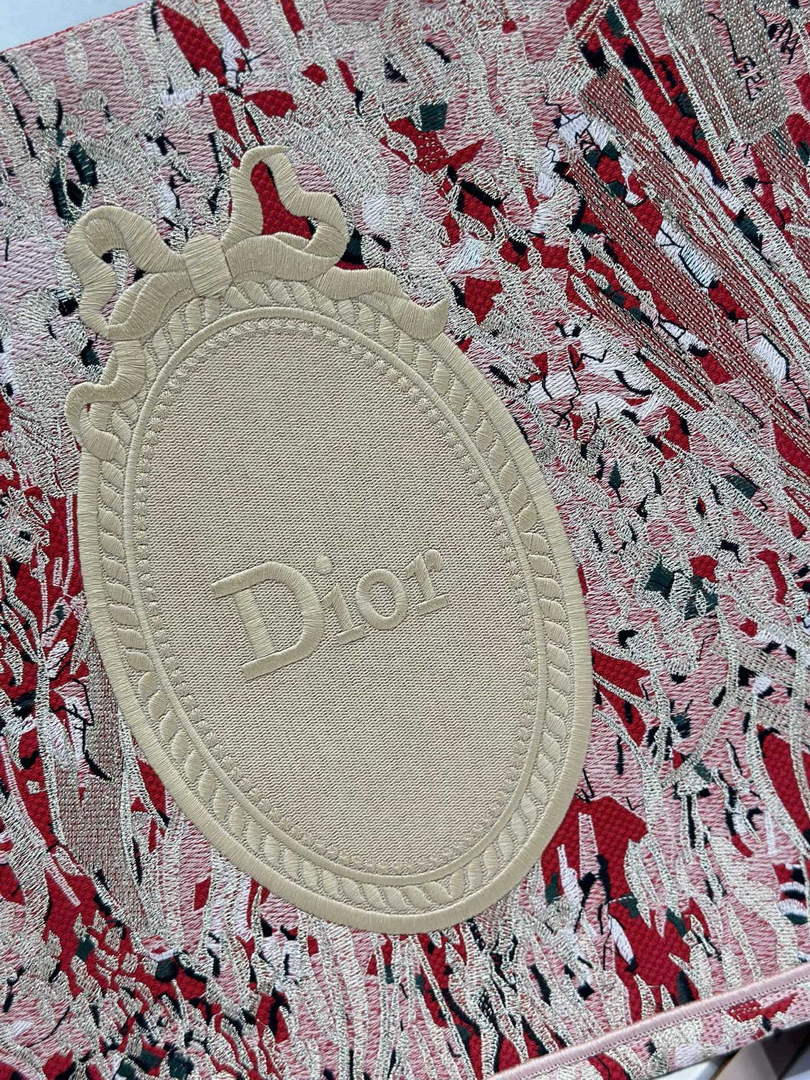 Large Dior Book Tote – Red Book Cover Embroidery