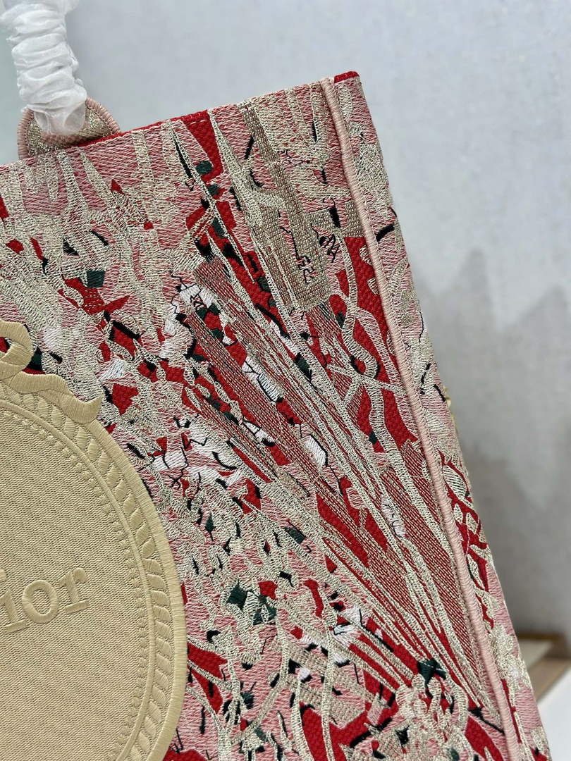Large Dior Book Tote – Red Book Cover Embroidery