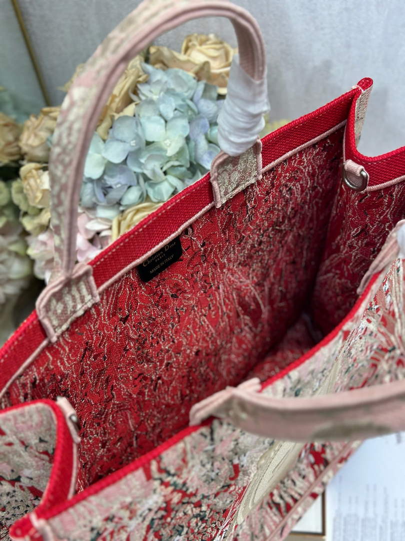 Large Dior Book Tote – Red Book Cover Embroidery