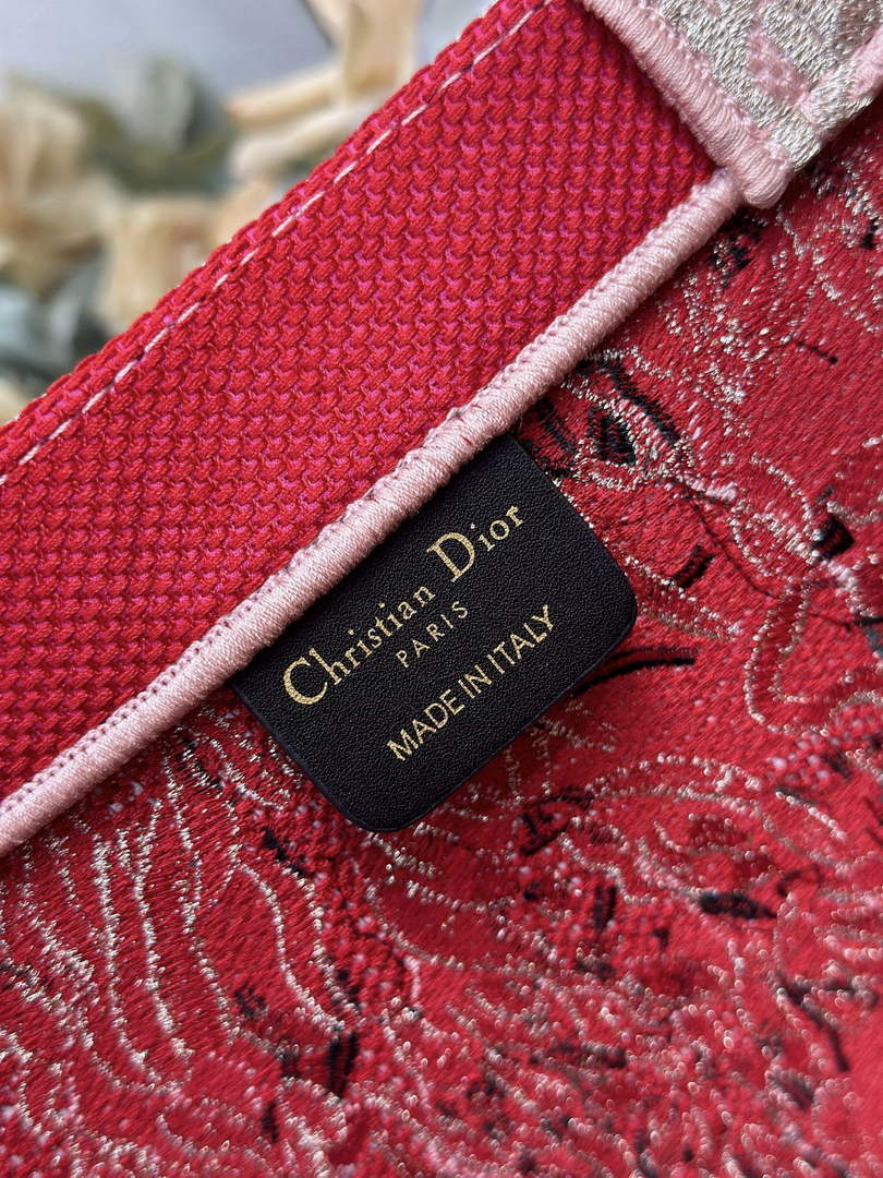 Large Dior Book Tote – Red Book Cover Embroidery