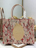 Medium Dior Book Tote with Strap – Red Book Cover Embroidery