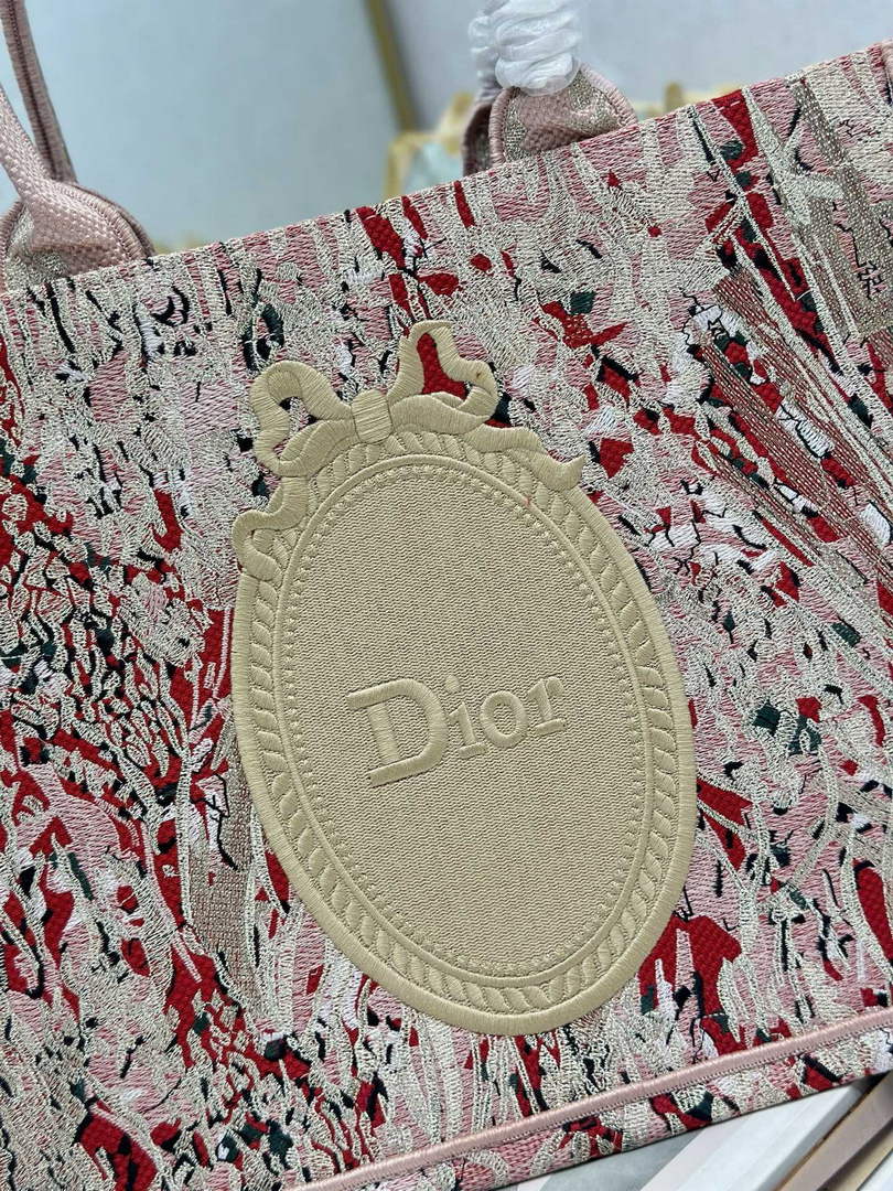 Medium Dior Book Tote with Strap – Red Book Cover Embroidery