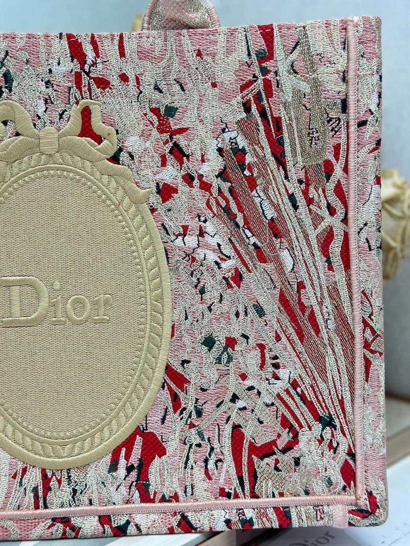 Medium Dior Book Tote with Strap – Red Book Cover Embroidery