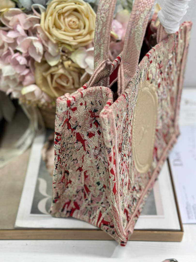 Small Dior Book Tote with Strap – Red Book Cover Embroidery