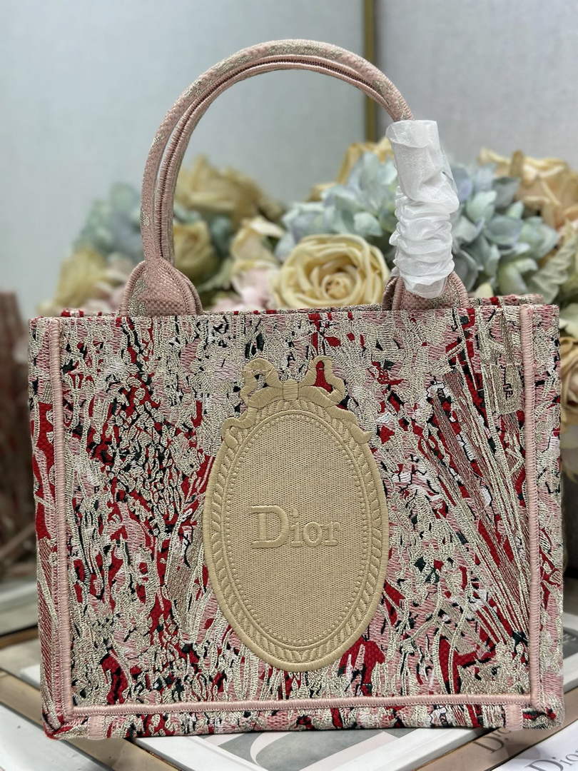 Small Dior Book Tote with Strap – Red Book Cover Embroidery