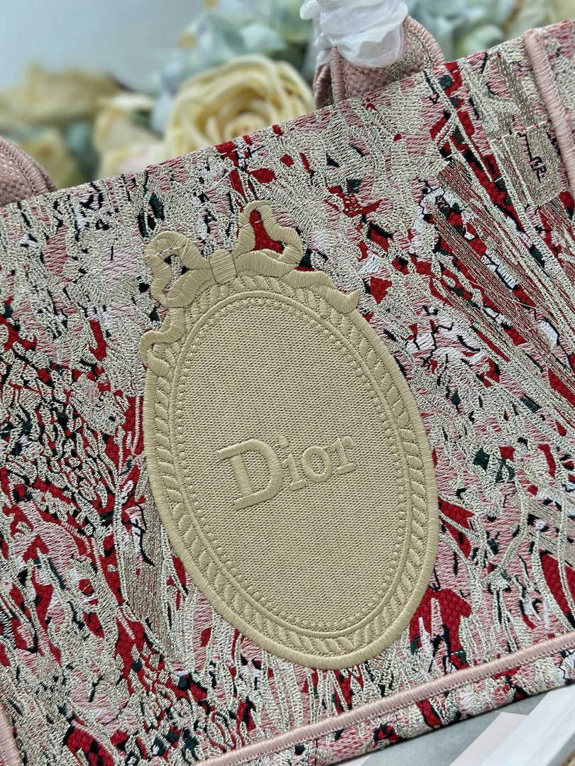 Small Dior Book Tote with Strap – Red Book Cover Embroidery