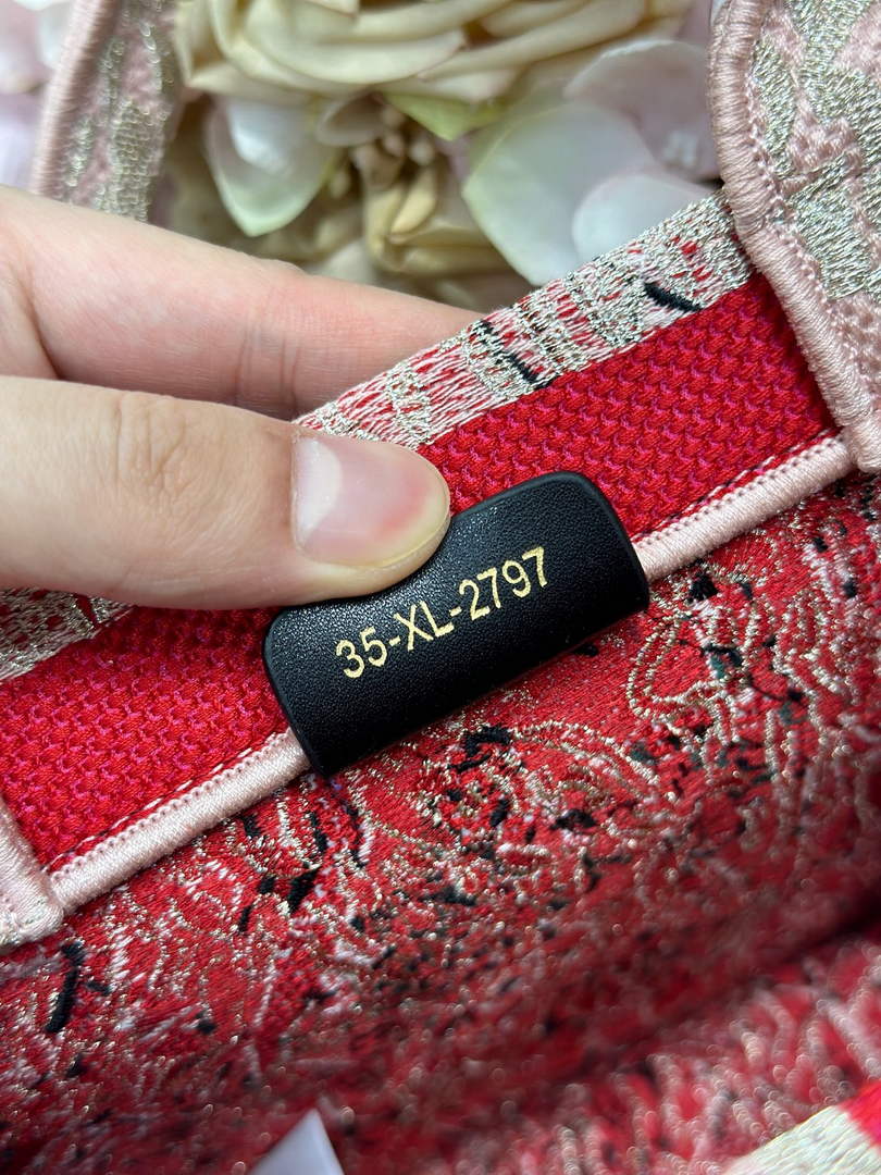 Small Dior Book Tote with Strap – Red Book Cover Embroidery