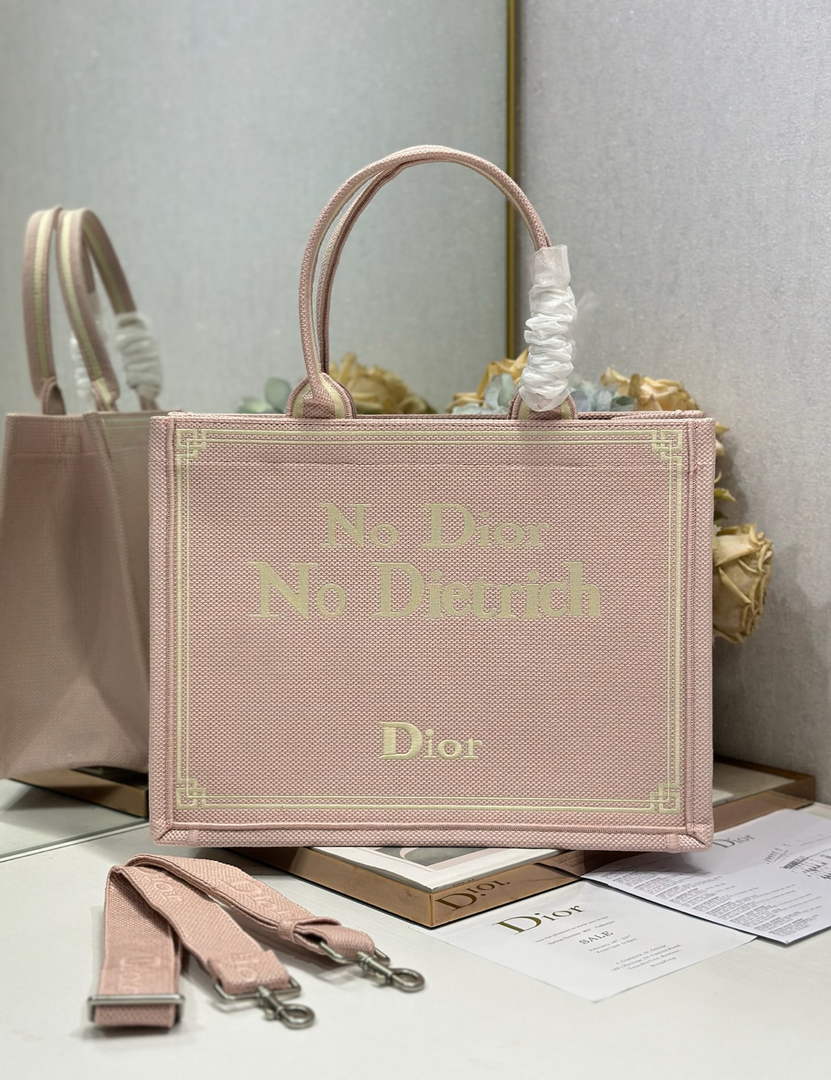 Medium Dior Book Tote with Strap – Rose Tendre No Dior No Dietrich
